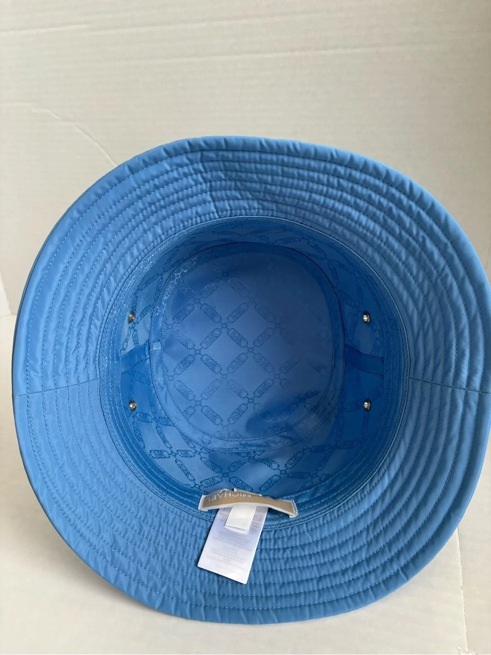 Michael Kors Blue Bucket Hat One Size Logo Solid Polyester Women